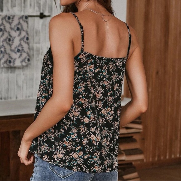 Allover Floral Print Contrast Lace Cami - Picture 11 of 12
